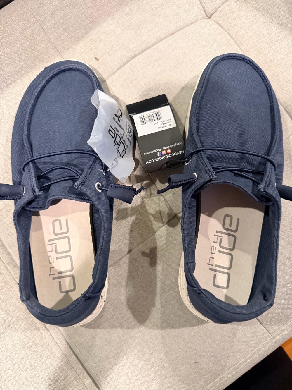 Hey Dude Women's Navy Canvas Slip-On Size 8 brand new with tags